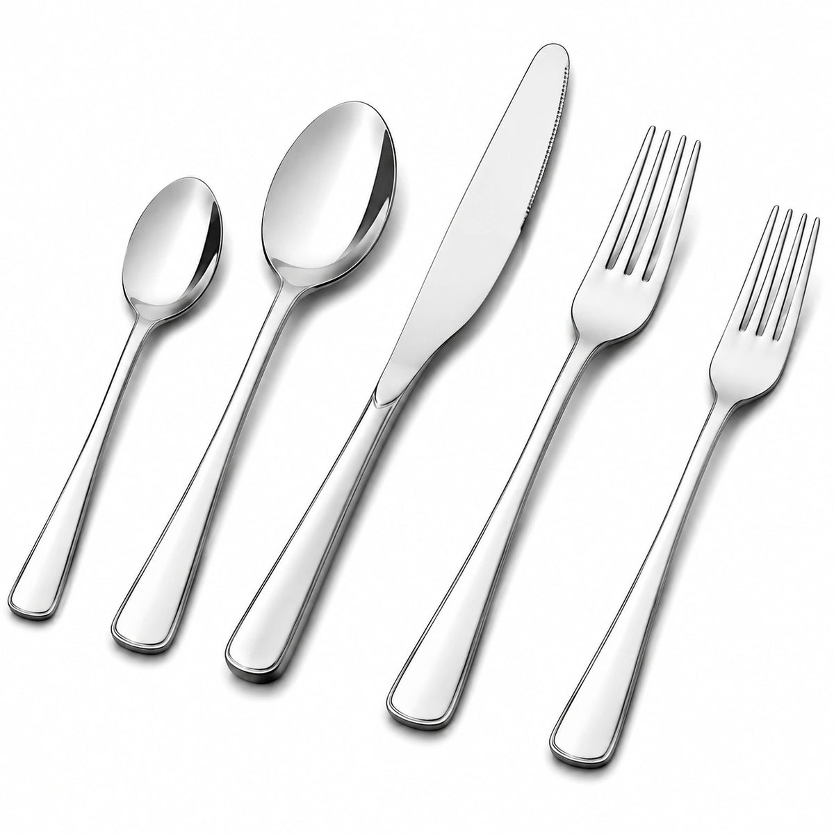 Besteckset 5-teilig Edelstahl Silber poliert für den Esstisch