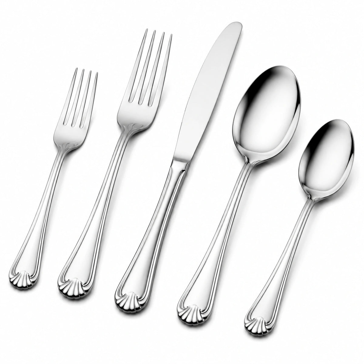 Besteckset 5-teilig aus Edelstahl Silber klassisches Tafeldesign