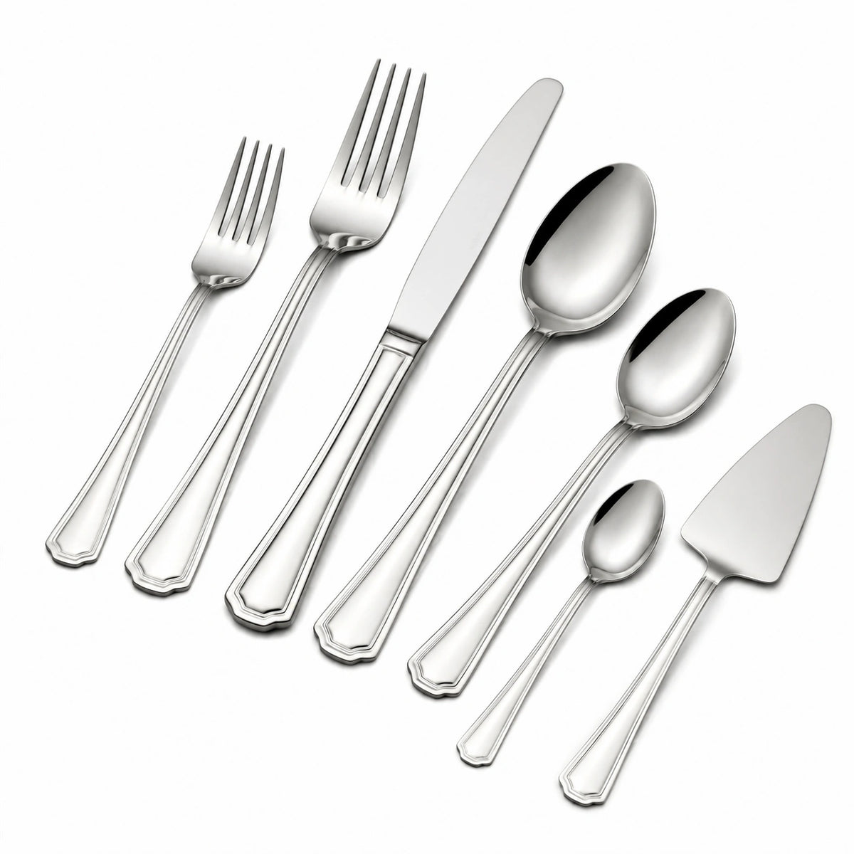Besteckset 7-teilig Edelstahl Silber mit Ziergriff für Tischgedeck