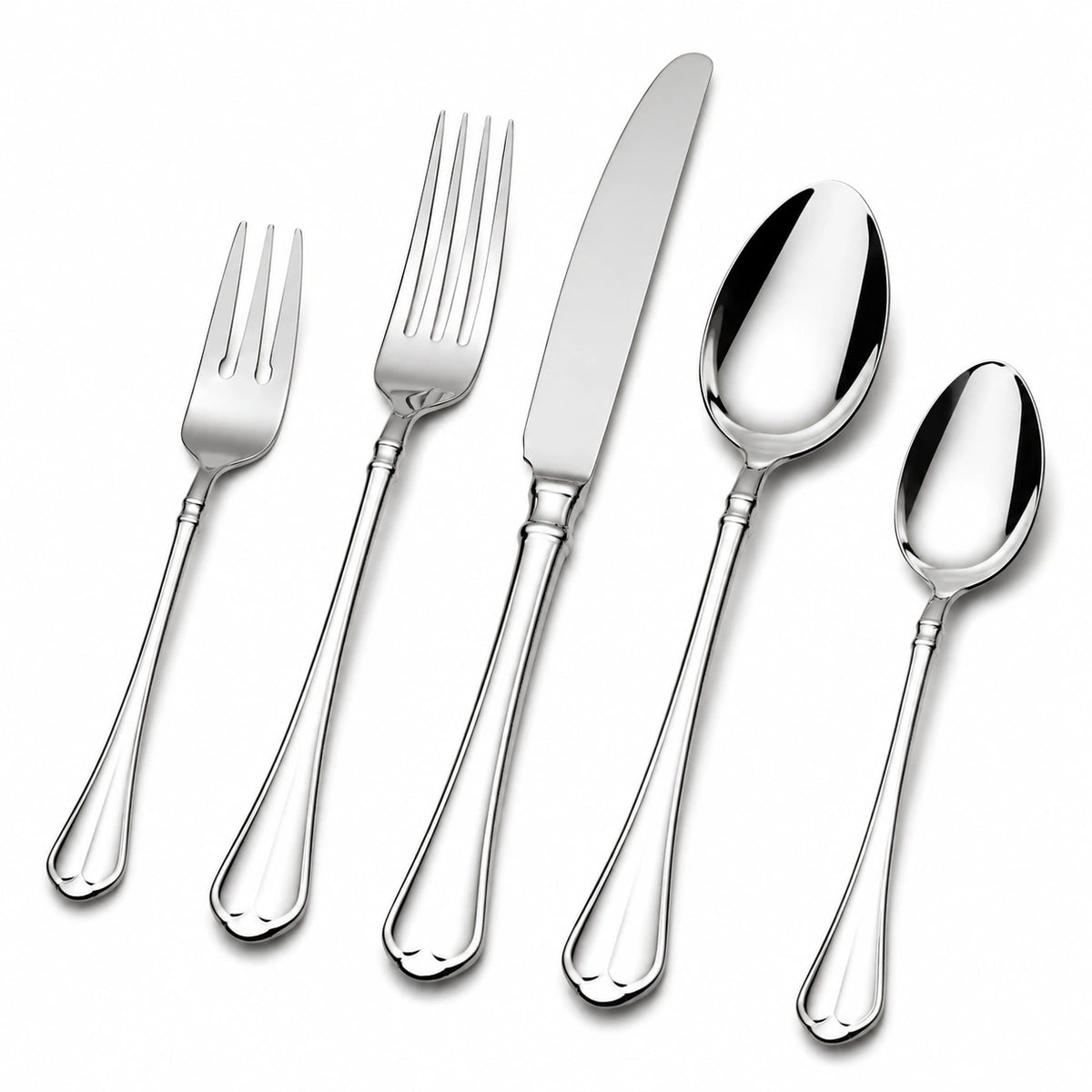 Besteckset 5-teilig Edelstahl Silber klassisches Tafeldeckbesteck
