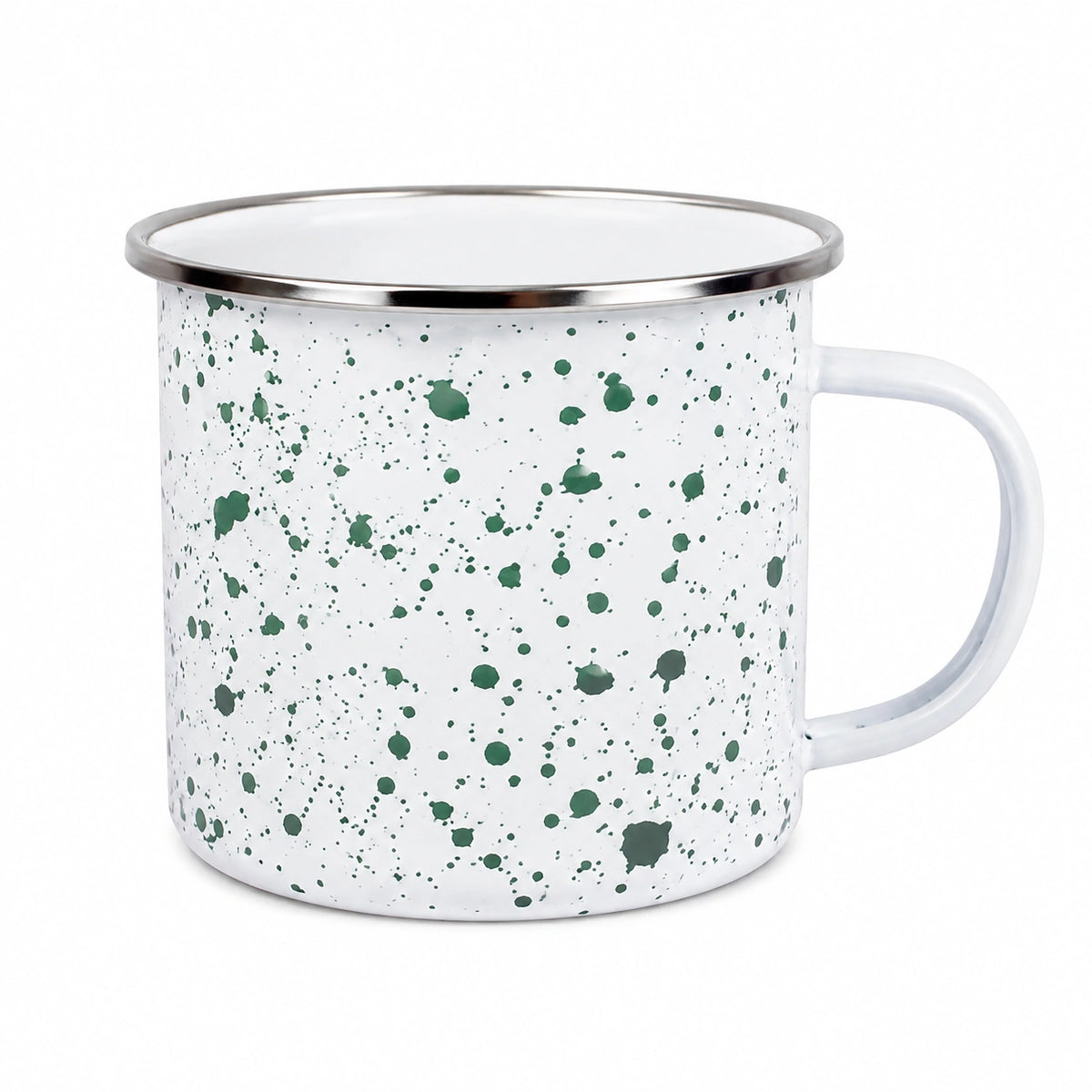 Emaillebecher 350 ml - roter Metallbecher mit schwarzem Rand für Heißgetränke im Retro-Stil