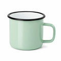 Emaillebecher 400 ml Cremeweiß mit Blumenmuster für Heißgetränke