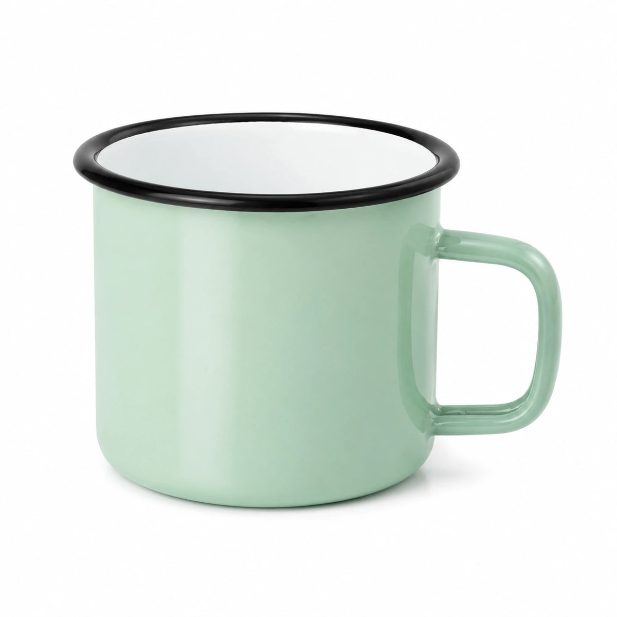 Emaillebecher 400 ml Cremeweiß mit Blumenmuster für Heißgetränke
