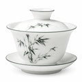 Gaiwan Teeschale 10.5 cm Keramik Lila glasiert mit Deckel und Untertasse