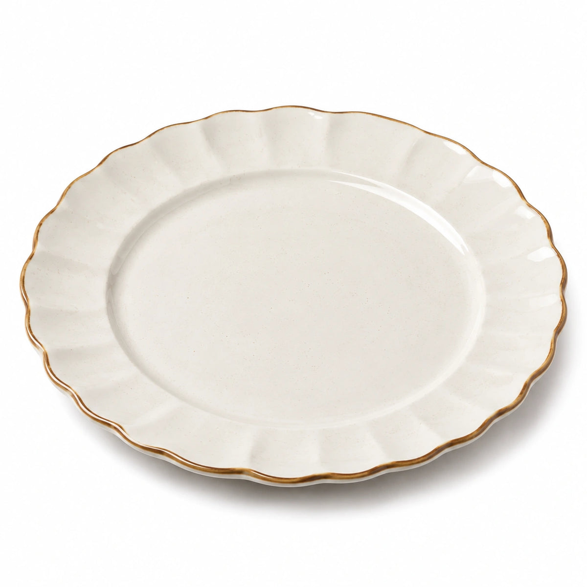 Keramik-Servierteller 30 cm Türkis Weiß rund mit floraler Ornamentik