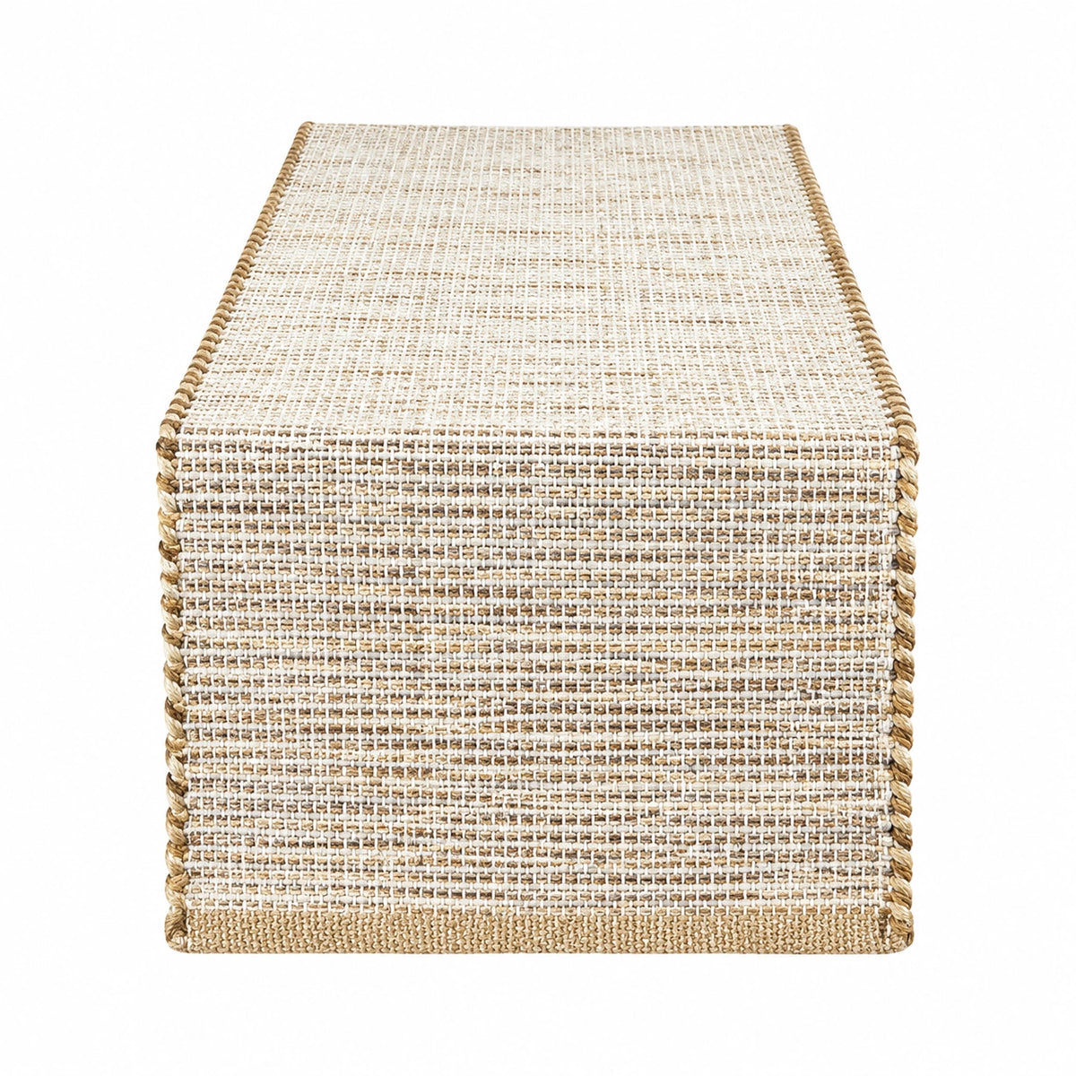 Tischläufer 180 x 40 cm Beige Creme gewebt mit strukturierter Oberfläche