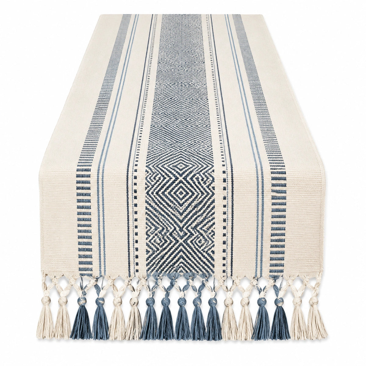Tischläufer 180 x 40 cm Beige gewebter Stoff mit Lochmuster